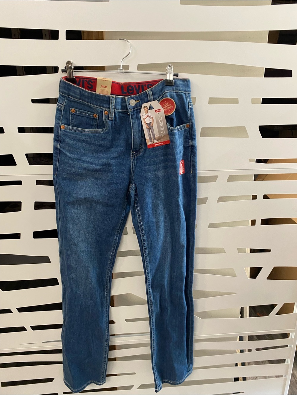 Levi's Kids Dark Blue Skinny Jeans with Red Waistband Detail